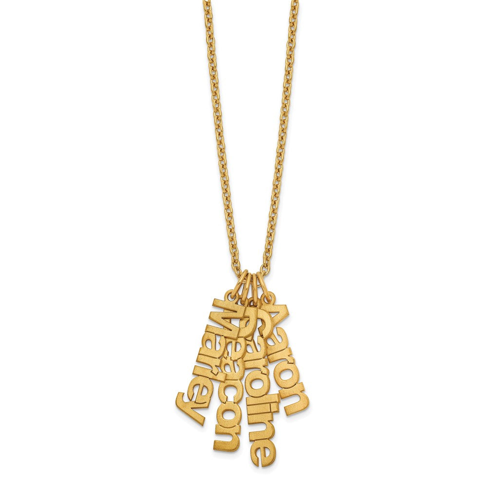 Sterling Silver/Gold-plated Brushed 4 Name Charm Necklace