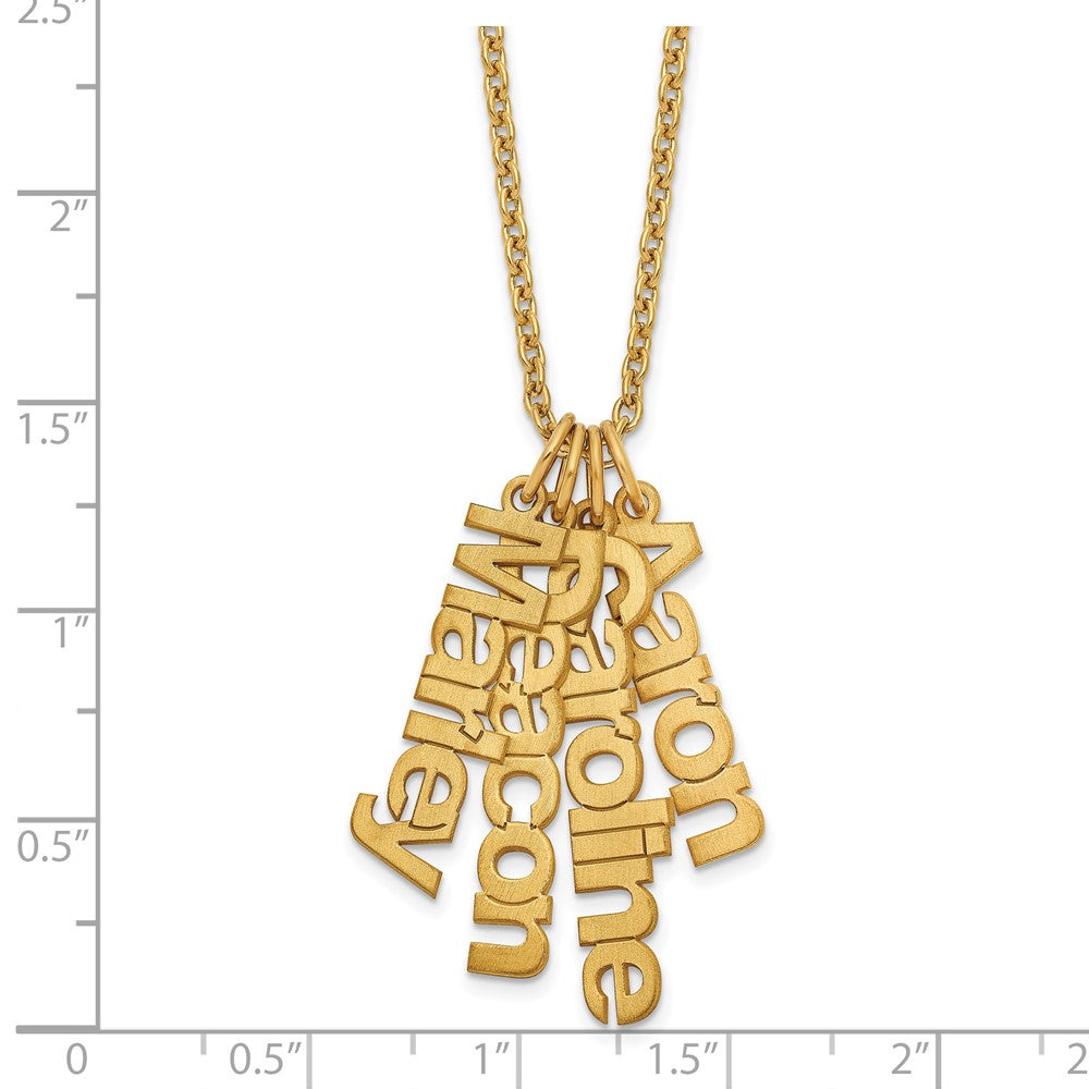 Sterling Silver/Gold-plated Brushed 4 Name Charm Necklace