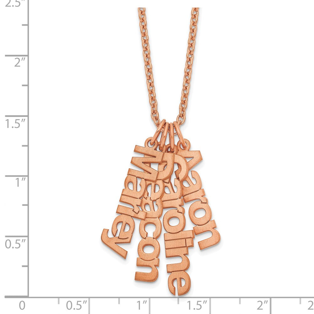 Sterling Silver/Rose-plated Brushed 4 Name Charm Necklace