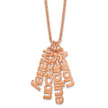 Sterling Silver/Rose-plated Brushed 4 Name Charm Necklace