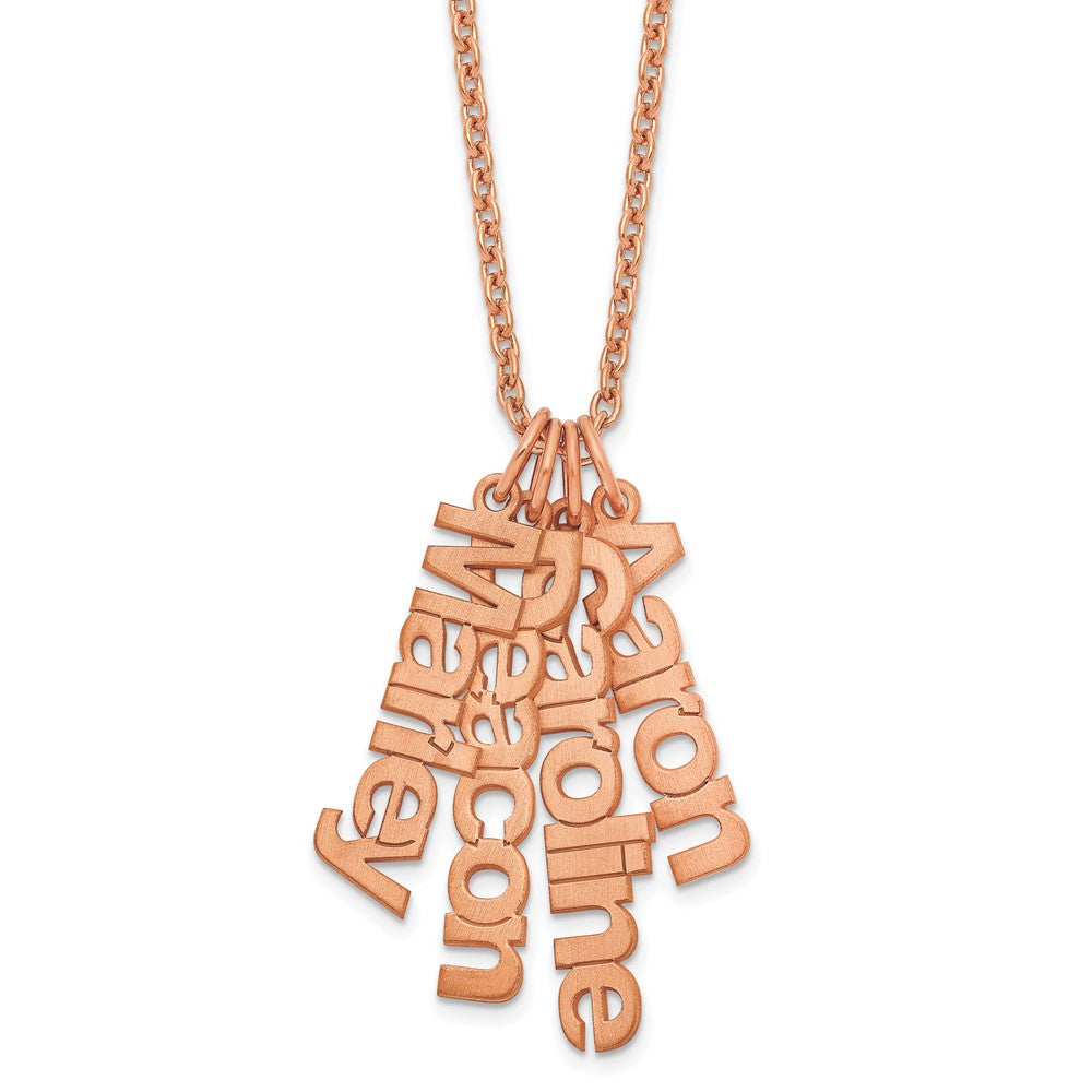 Sterling Silver/Rose-plated Brushed 4 Name Charm Necklace