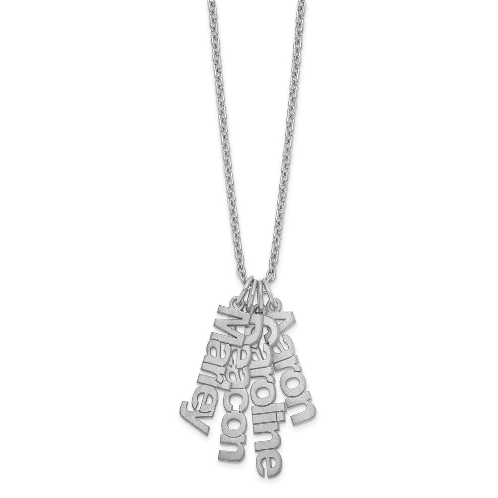Sterling Silver/Rhodium-plated Brushed 4 Name Charm Necklace