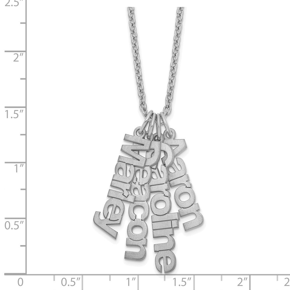 Sterling Silver/Rhodium-plated Brushed 4 Name Charm Necklace