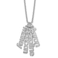 Sterling Silver/Rhodium-plated Brushed 4 Name Charm Necklace