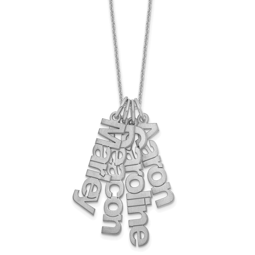 14k White Gold Brushed 4 Name Charm Necklace