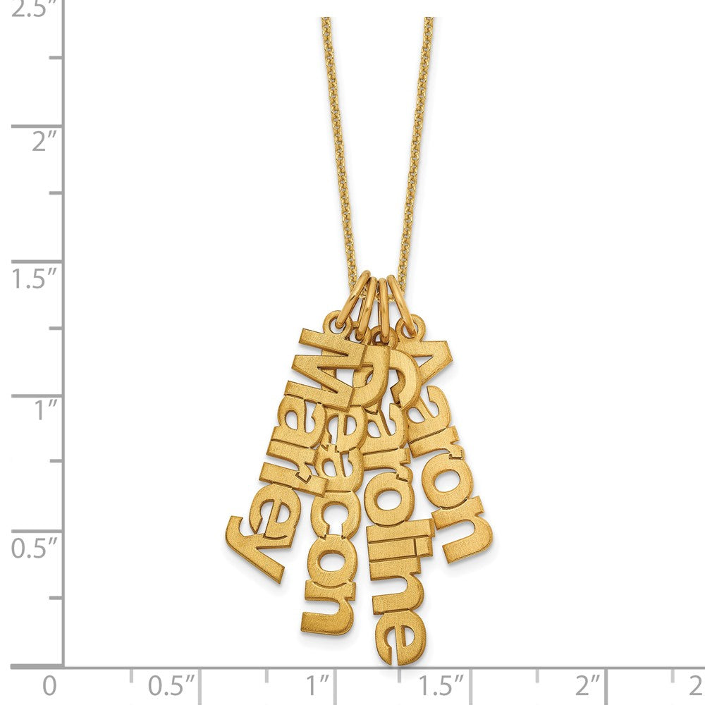 14k Yellow Gold Brushed 4 Name Charm Necklace