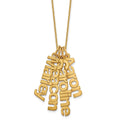 14k Yellow Gold Brushed 4 Name Charm Necklace