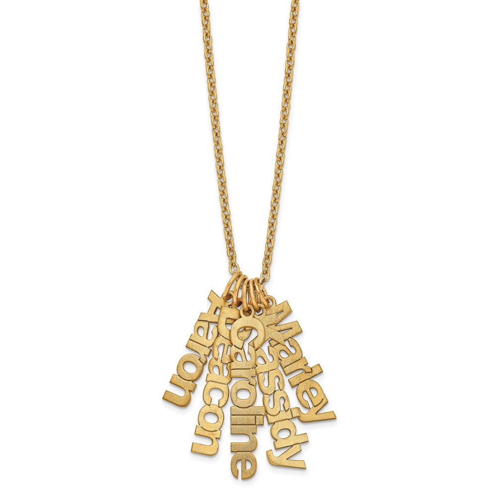 Sterling Silver/Gold-plated Brushed 5 Name Charm Necklace
