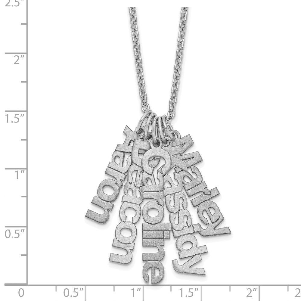 Sterling Silver/Rhodium-plated Brushed 5 Name Charm Necklace