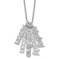 Sterling Silver/Rhodium-plated Brushed 5 Name Charm Necklace