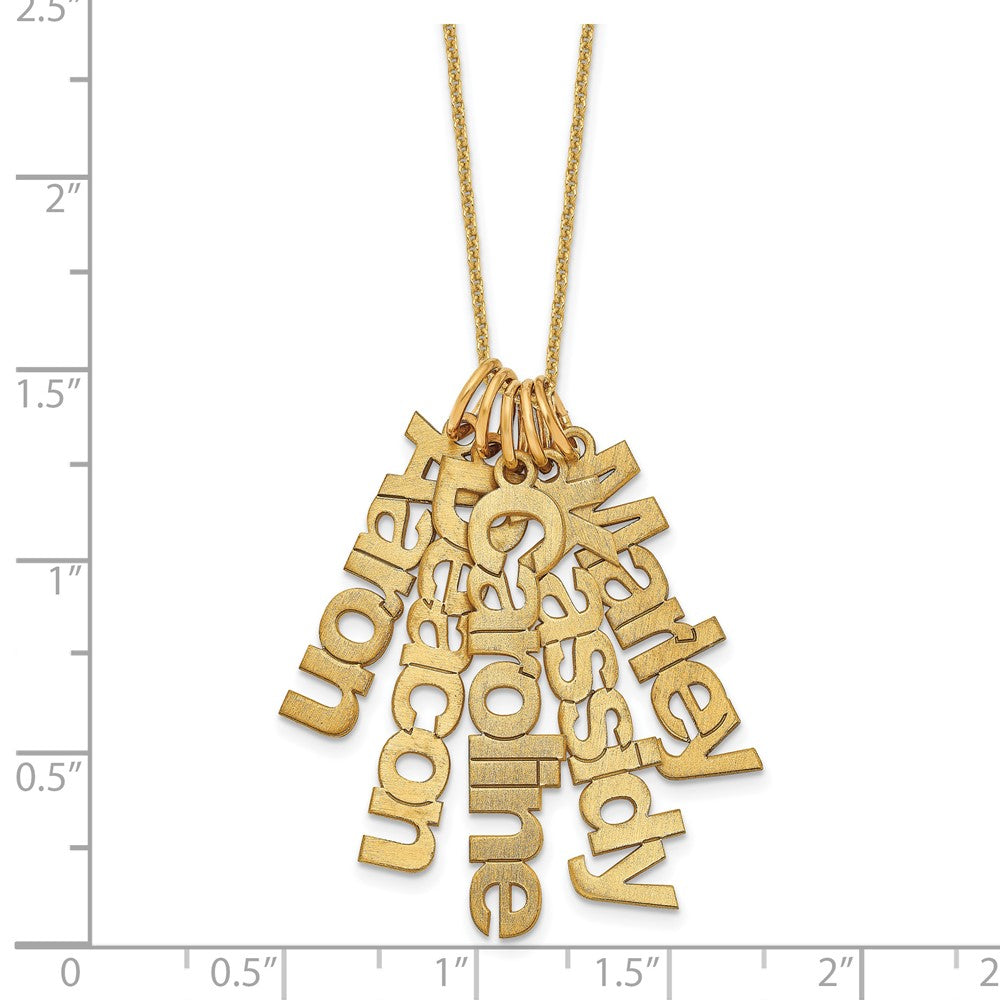 14k Yellow Gold Brushed 5 Name Charm Necklace