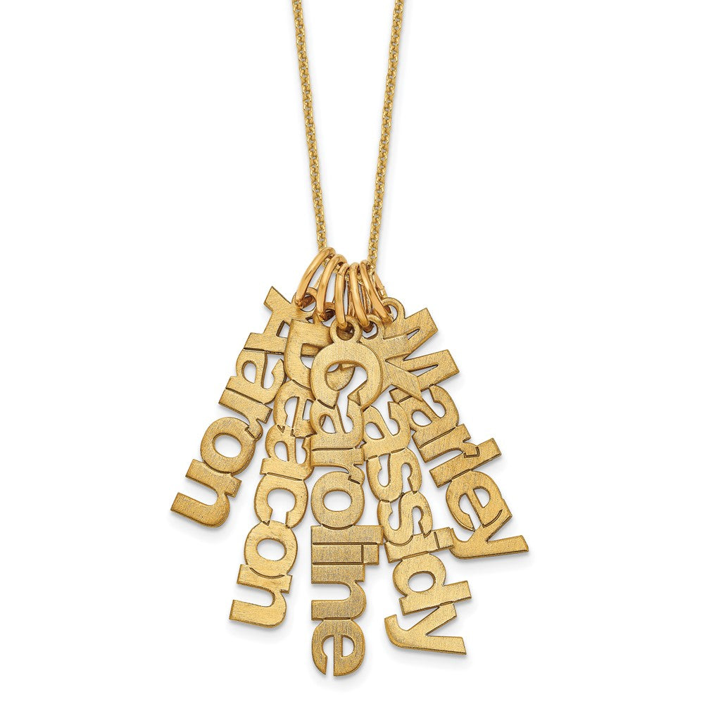 14k Yellow Gold Brushed 5 Name Charm Necklace