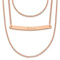 Sterling Silver/Rose-plated Brushed 3 Chain 1 Bar Necklace