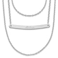 Sterling Silver/Rhodium-plated Brushed 3 Chain 1 Bar Necklace