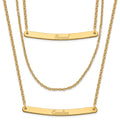 Sterling Silver/Gold-plated Brushed 3 Chain 2 Bar Necklace