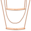 Sterling Silver/Rose-plated Brushed 3 Chain 2 Br Necklace