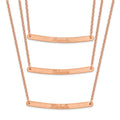 Sterling Silver/Rose-plated Brushed 3 Chain 3 bar Necklace