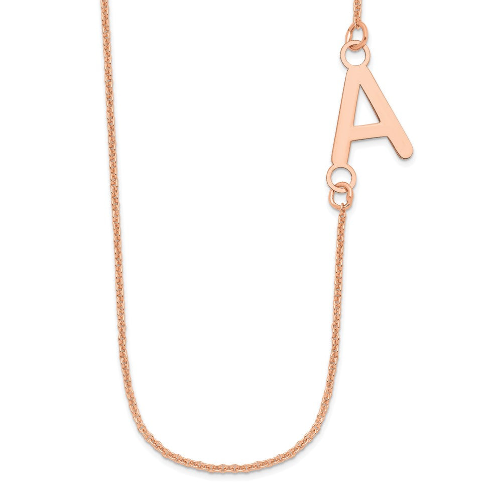 14k Rose Gold Small Offset Initial Necklace