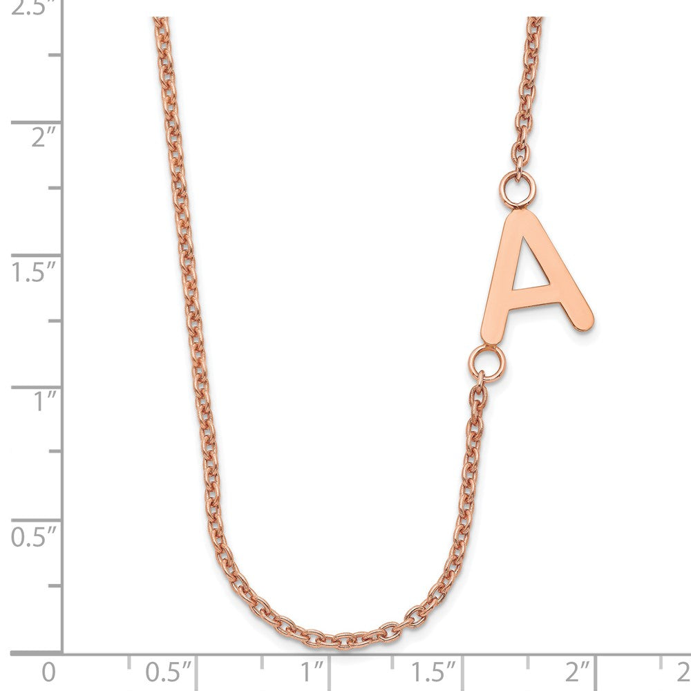 Sterling Silver/Rose-plated Small Offset Initial Necklace