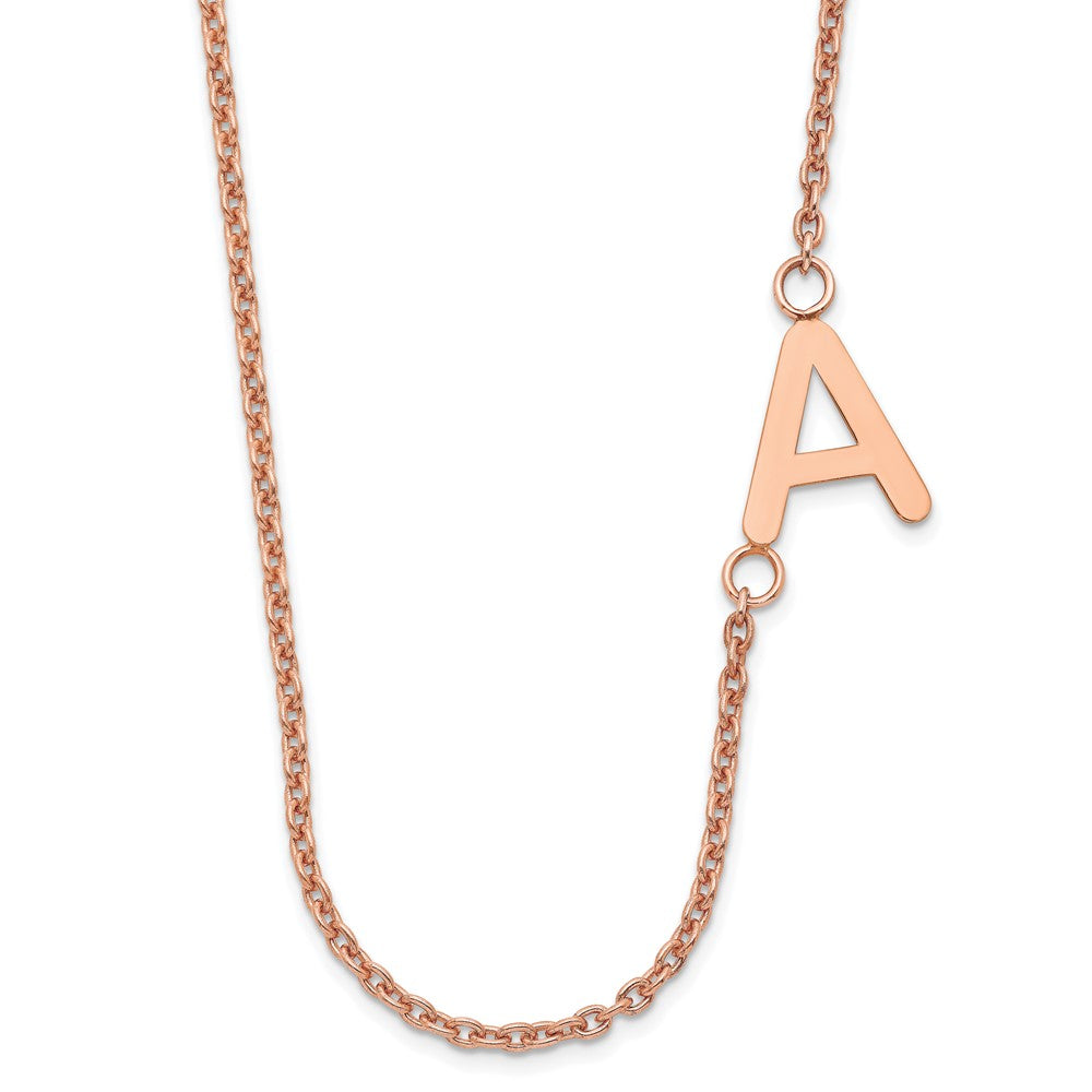Sterling Silver/Rose-plated Small Offset Initial Necklace
