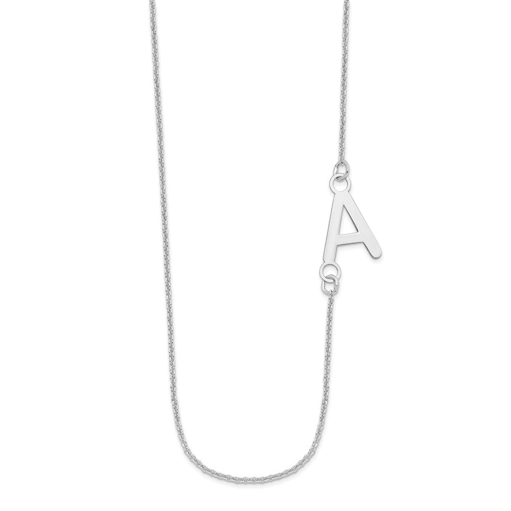 10k White Gold Small Offset Initial Necklace