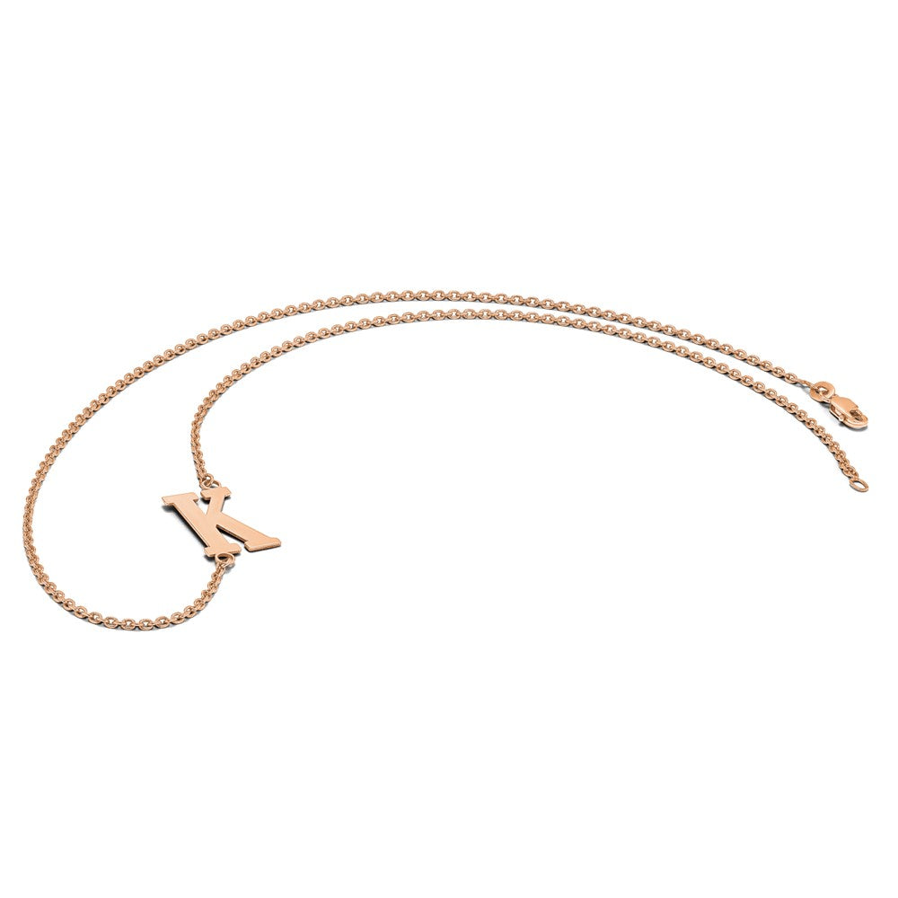 14k Rose Gold Large Offset Initial Necklace