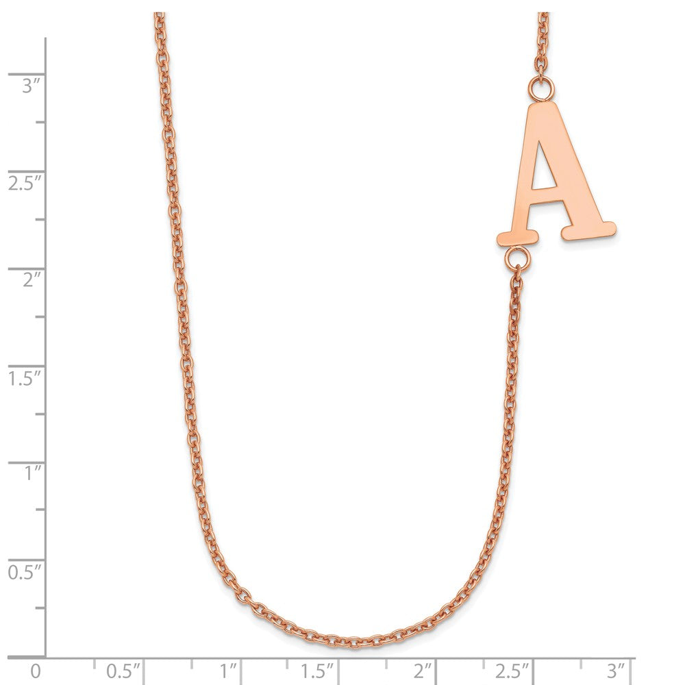14k Rose Gold Large Offset Initial Necklace