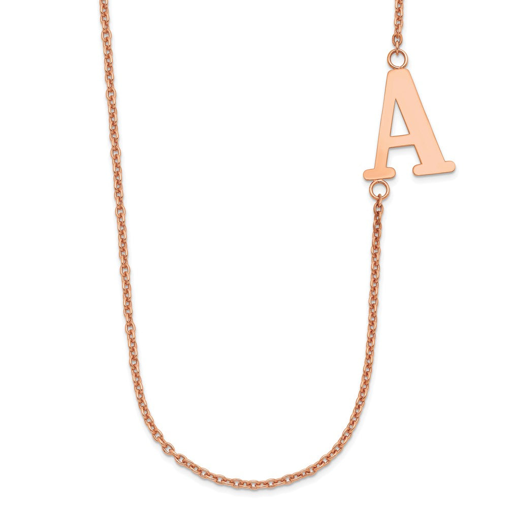 Sterling Silver/Rose-plated Large Offset Initial Necklace
