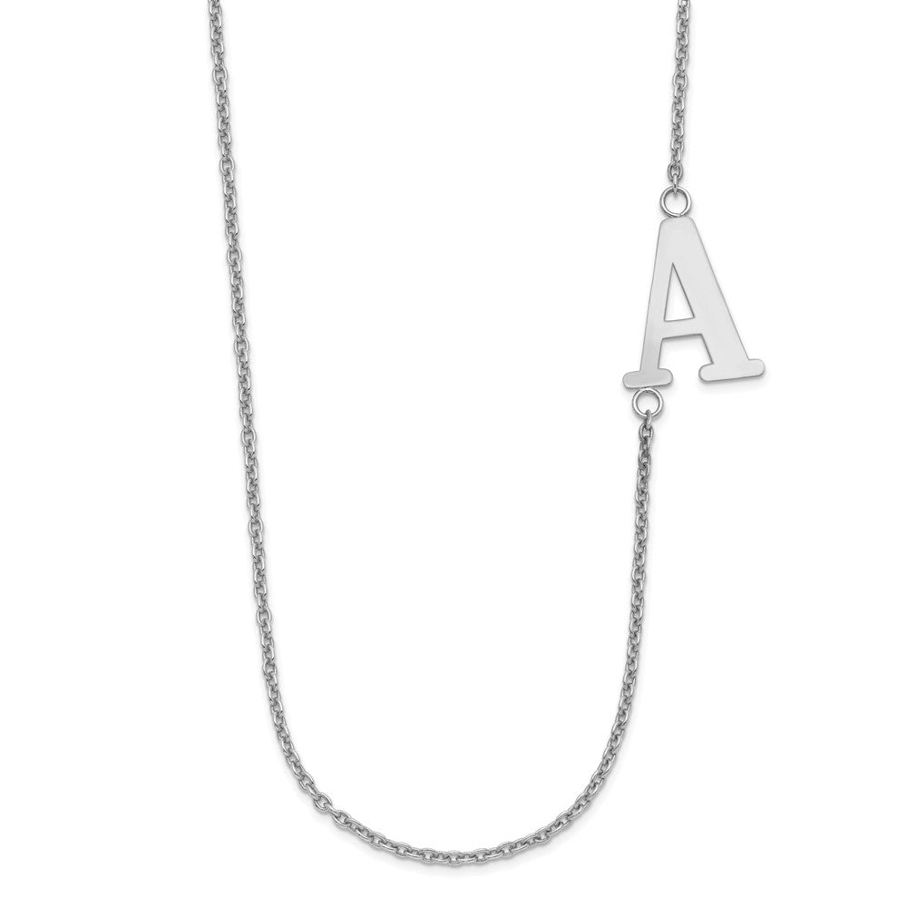 Sterling Silver/Rhodium-plated Large Offset Initial Necklace