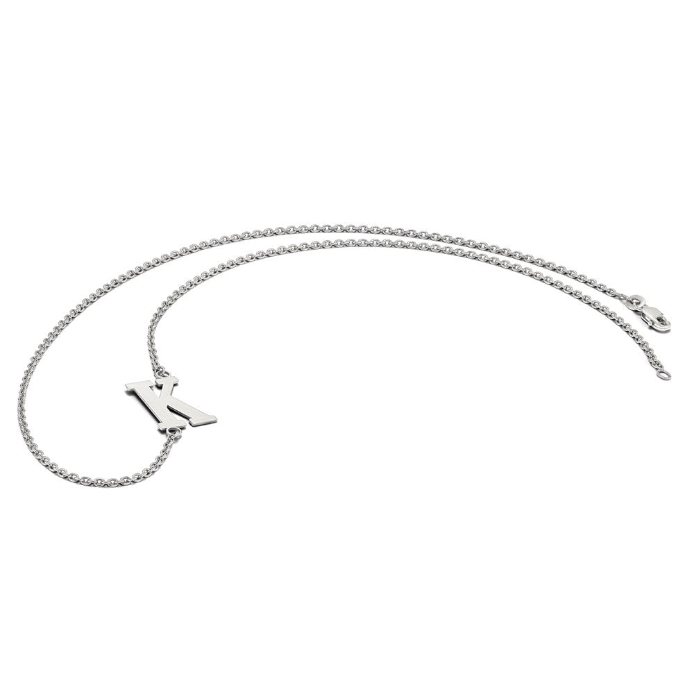 14k White Gold Large Offset Initial Necklace