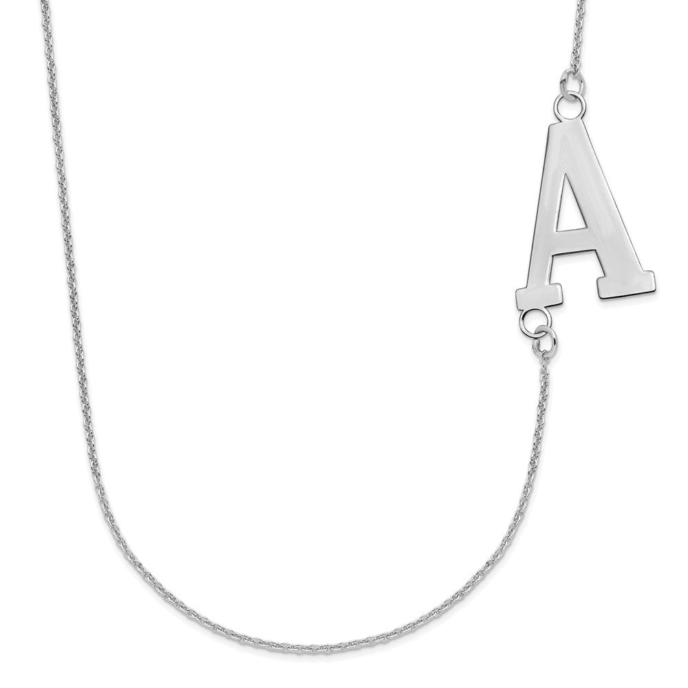 10k White Gold Large Offset Initial Necklace