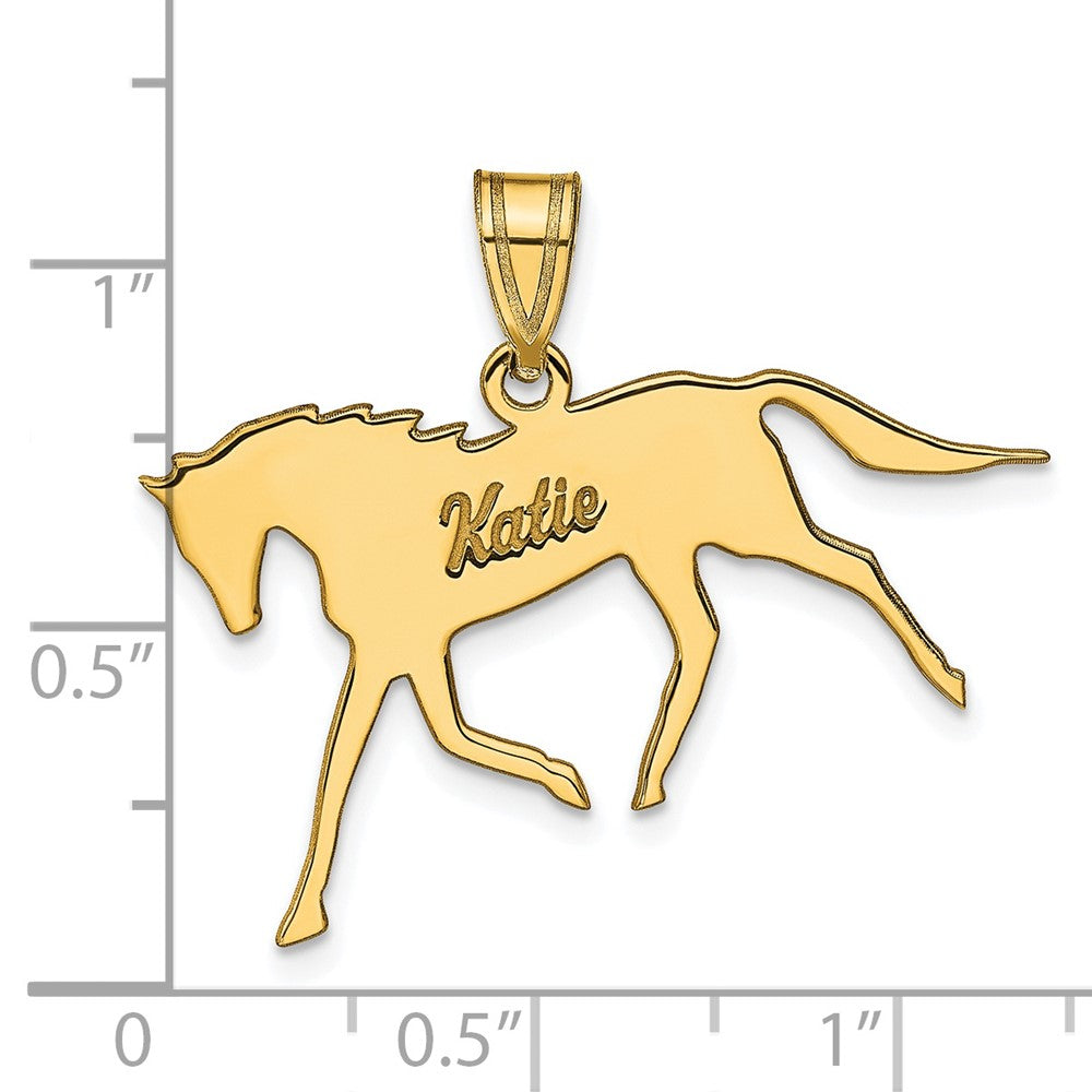 14k Yellow Gold Horse with Name Pendant