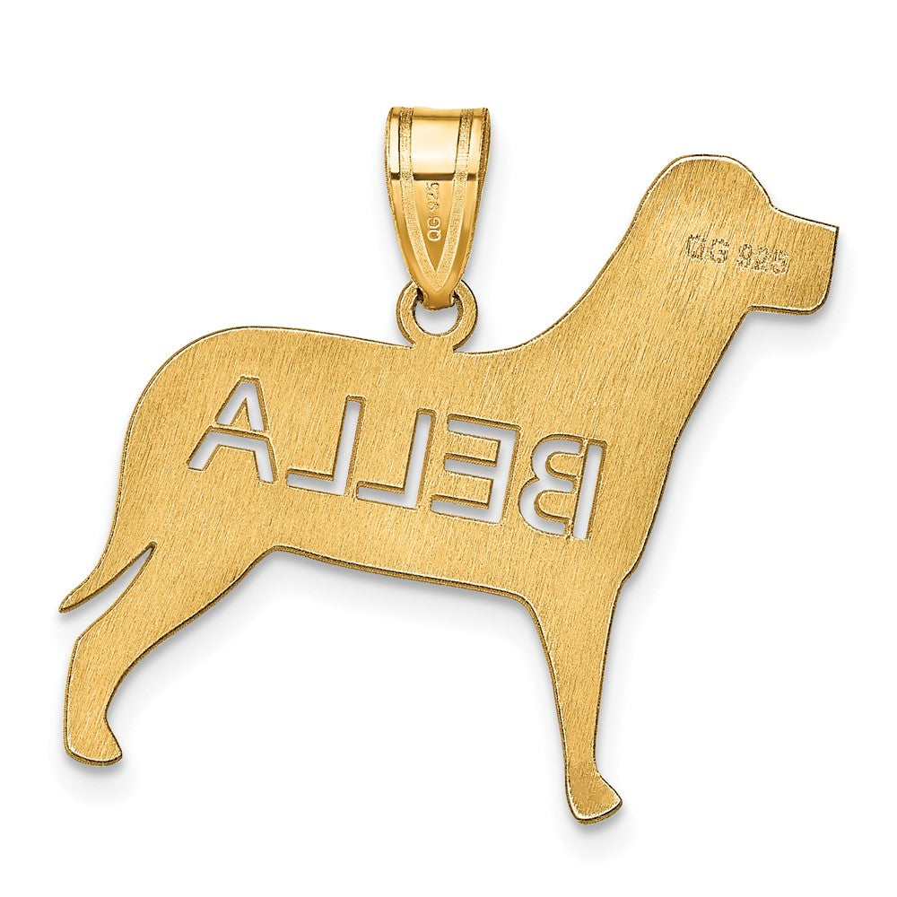 Sterling Silver/Gold-plated Dog with Cut-out Name Pendant