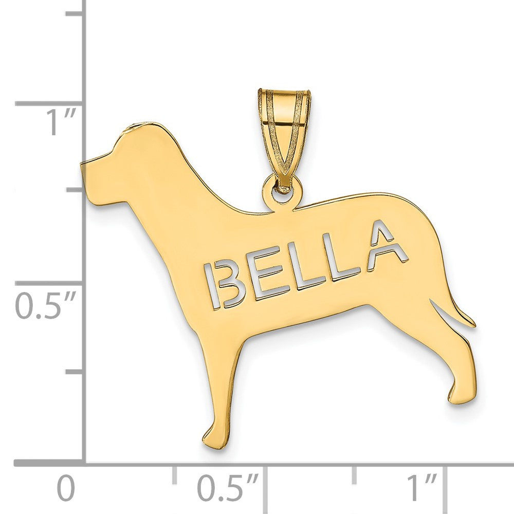 Sterling Silver/Gold-plated Dog with Cut-out Name Pendant