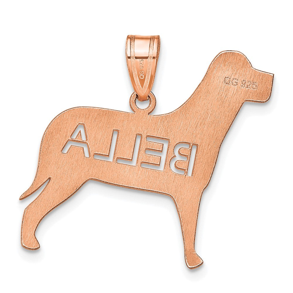 Sterling Silver/Rose-plated Dog with Cut-out Name Pendant