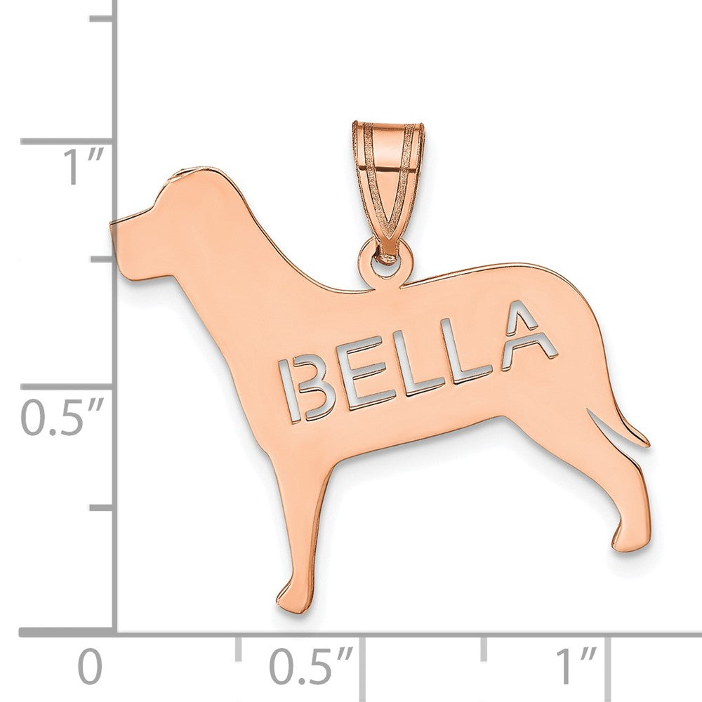 Sterling Silver/Rose-plated Dog with Cut-out Name Pendant