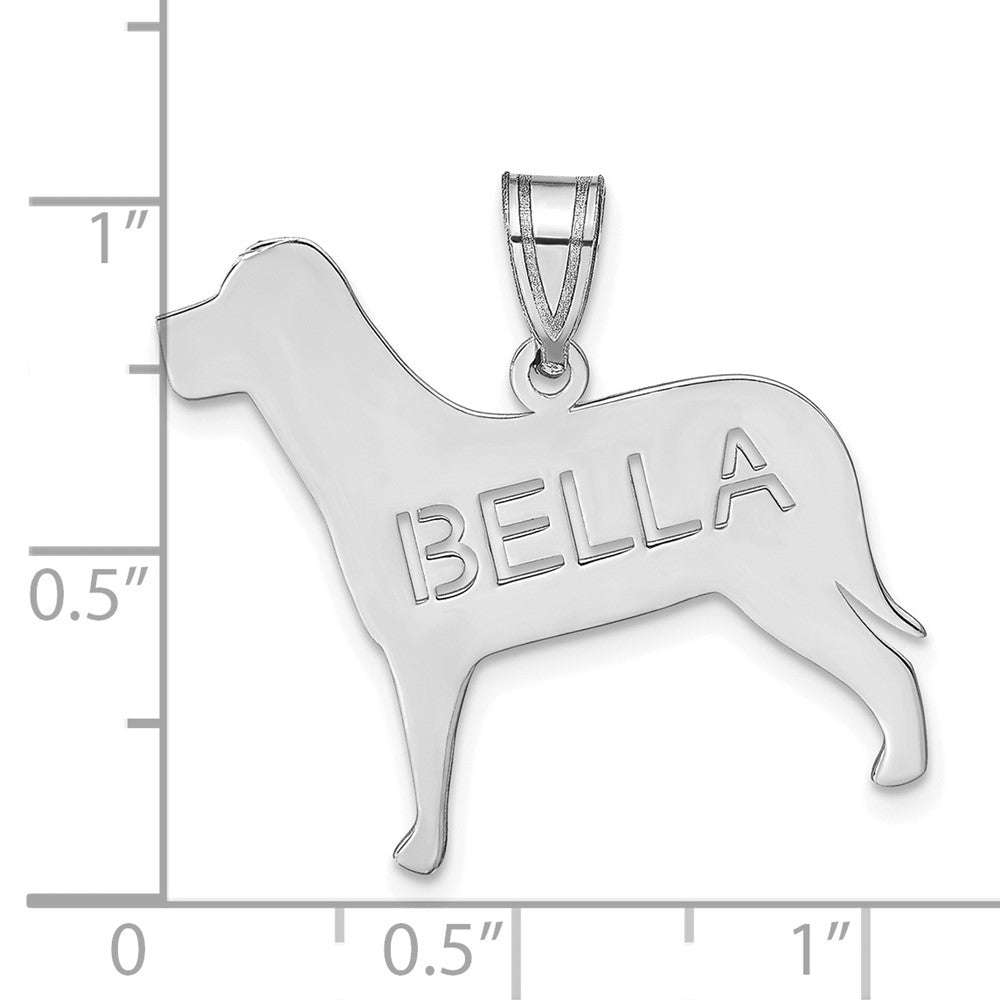Sterling Silver/Rhodium-plated Dog with Cut-out Name Pendant