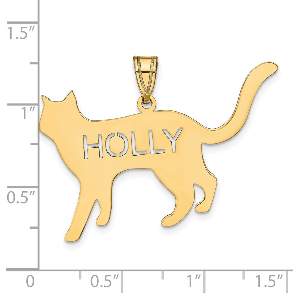 Sterling Silver/Gold-plated Cat with Cut-out Name Pendant