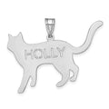 Sterling Silver/Rhodium-plated Cat with Cut-out Name Pendant