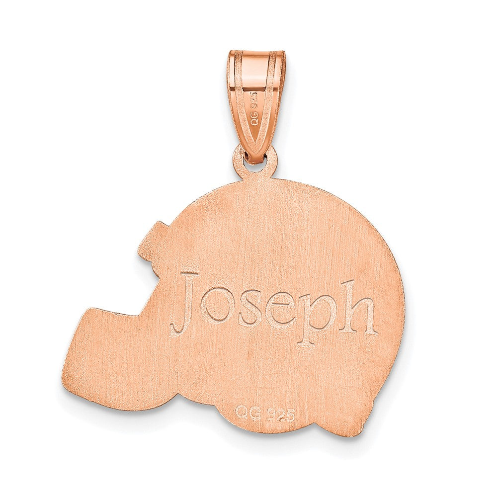 14k Rose Gold Personalized Football Helmet Pendant