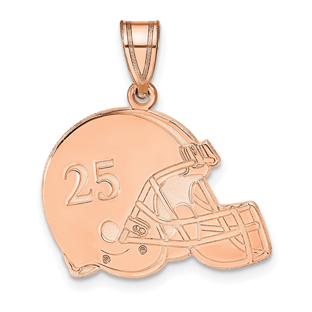 Sterling Silver/Rose-plated Personalized Football Helmet Pendant