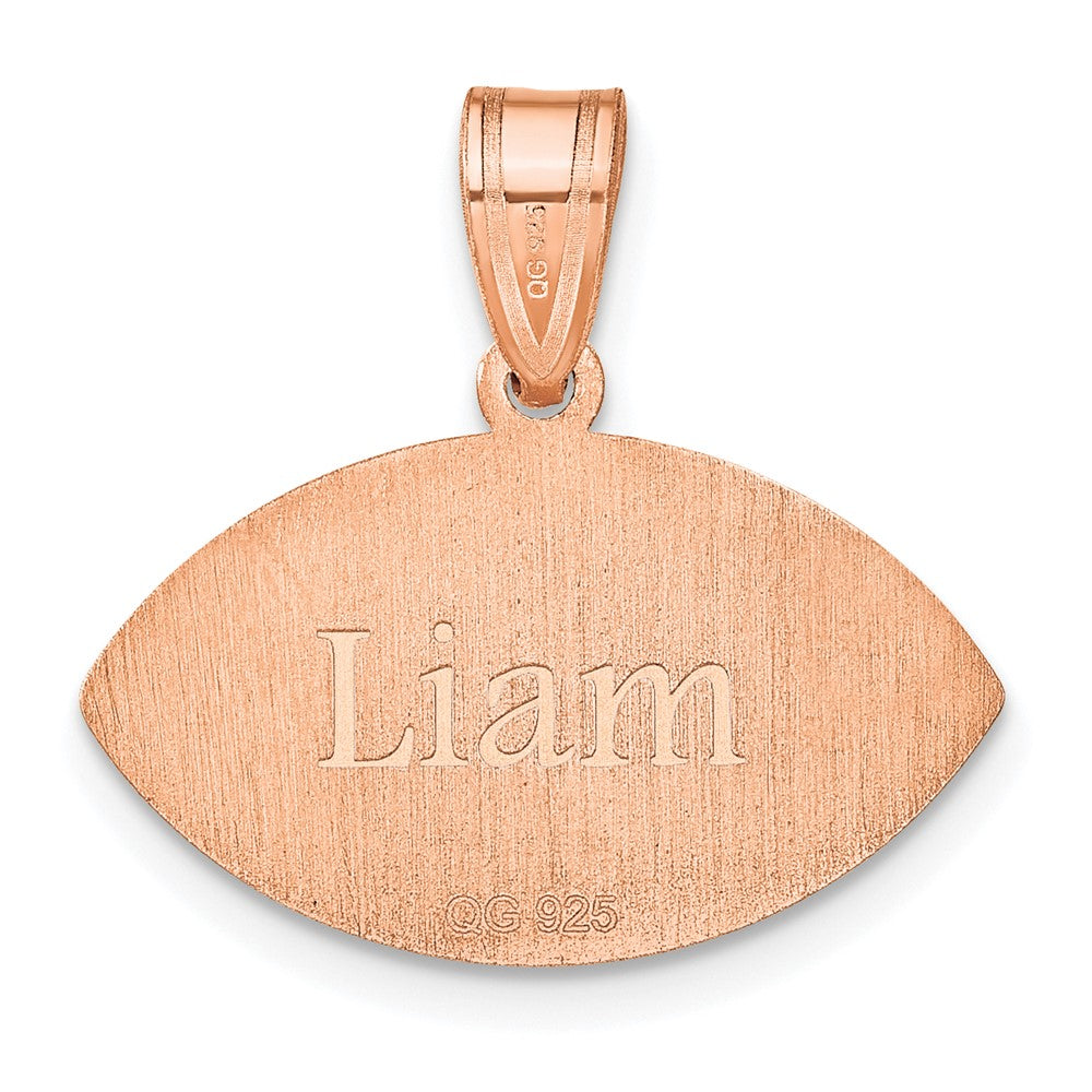 Sterling Silver/Rose-plated Personalized Football Pendant