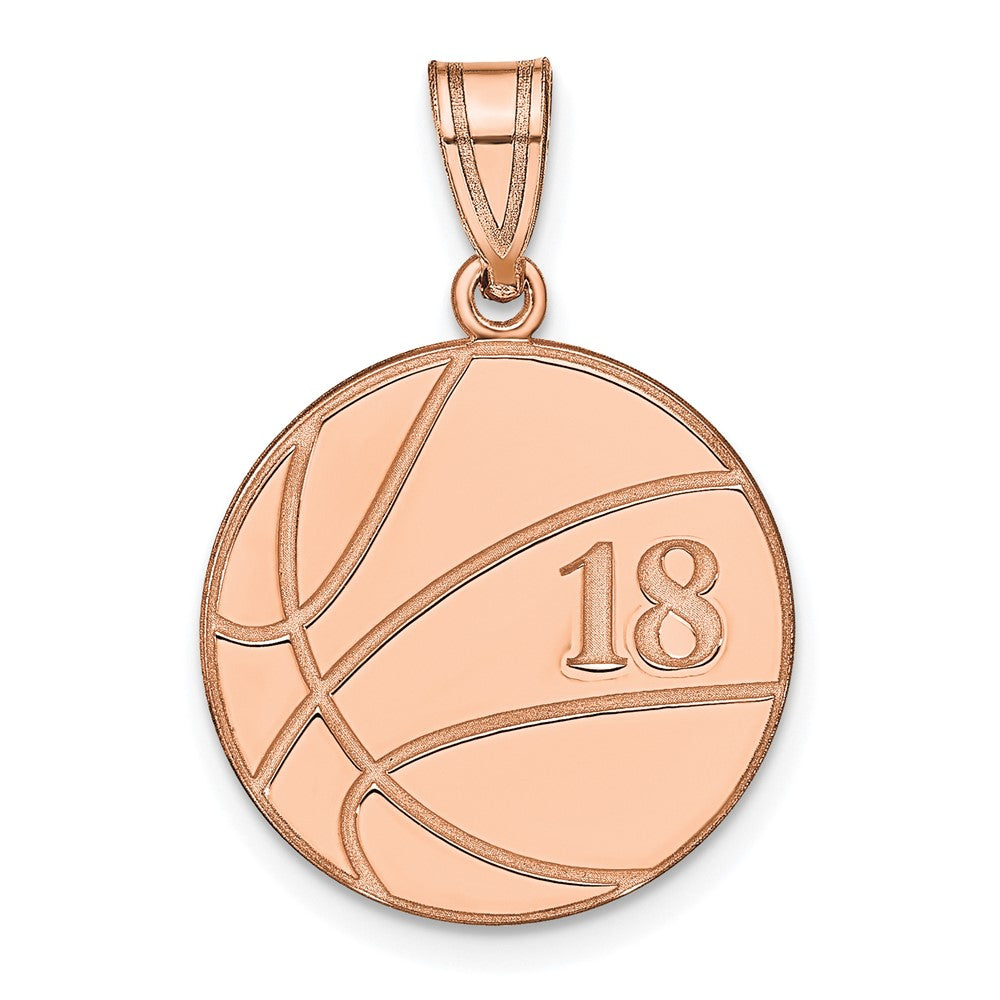 Sterling Silver/Rose-plated Personalized Basketball Pendant