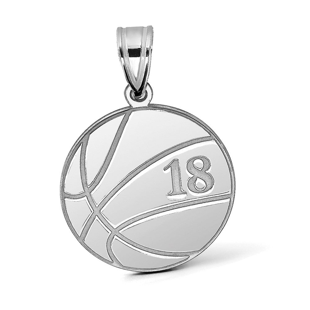 14k White Gold Personalized Basketball Pendant