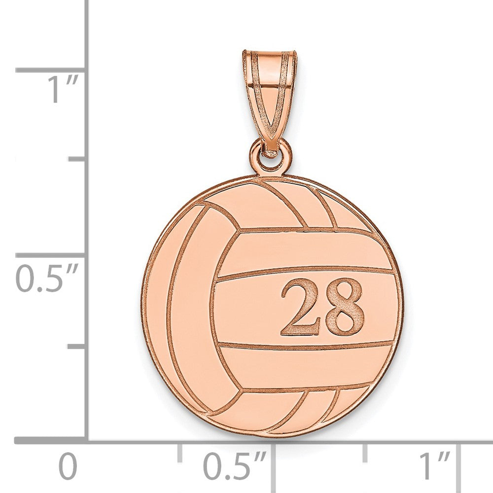 Sterling Silver/Rose-plated Personalized Volleyball Pendant