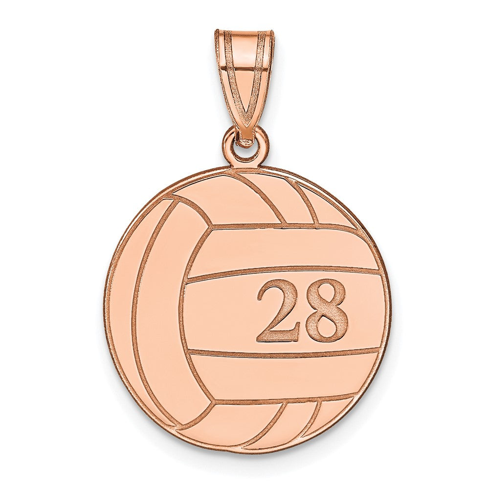 Sterling Silver/Rose-plated Personalized Volleyball Pendant
