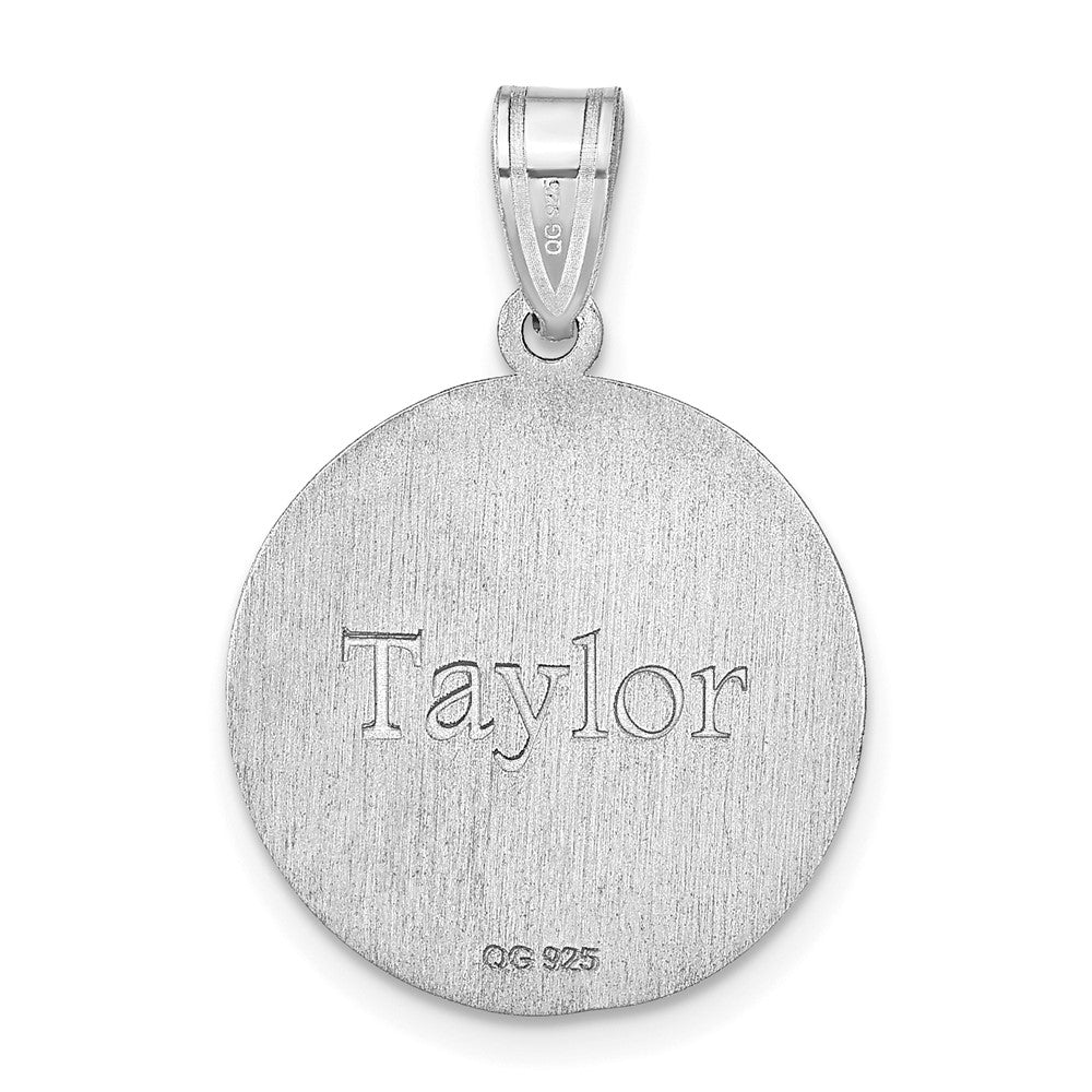 Sterling Silver/Rhodium-plated Personalized Volleyball Pendant