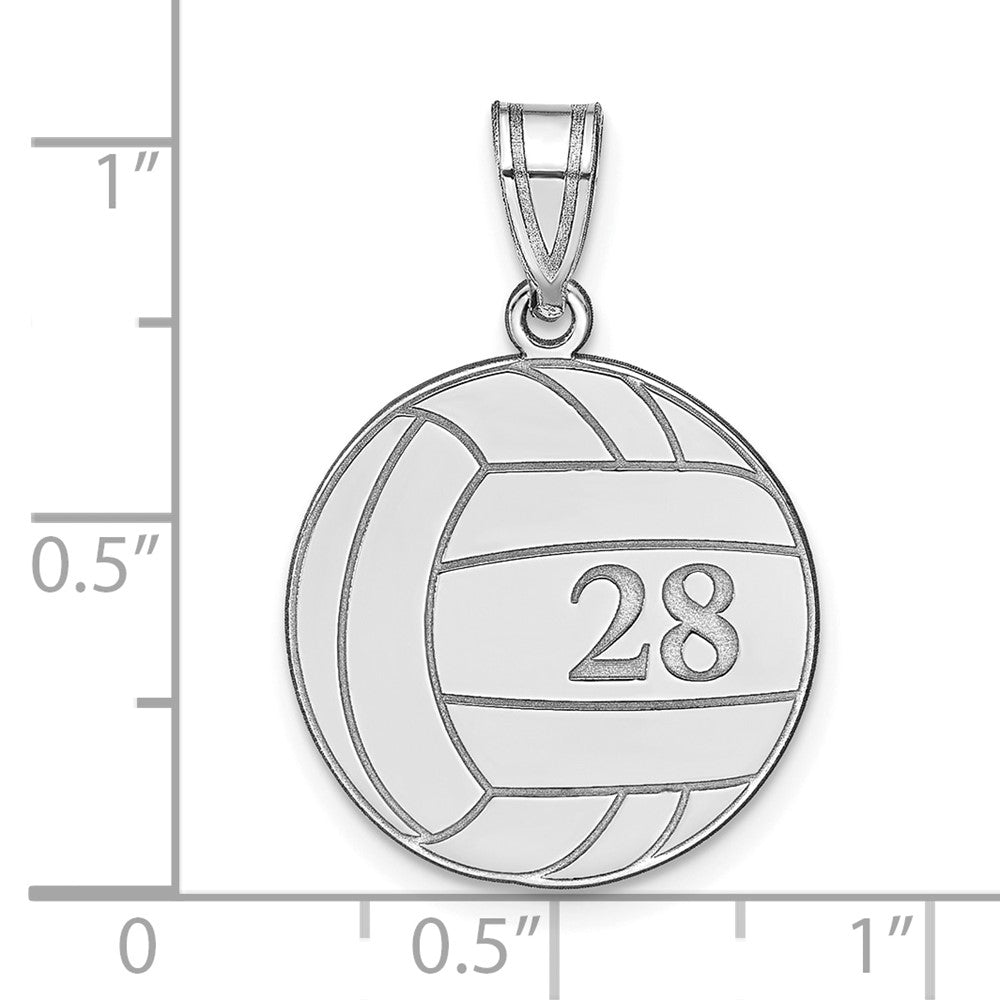 Sterling Silver/Rhodium-plated Personalized Volleyball Pendant