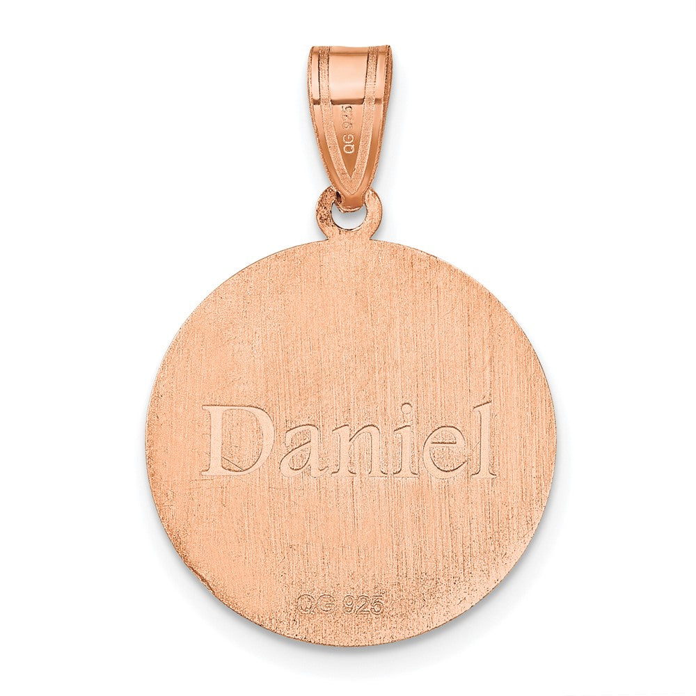 Sterling Silver/Rose-plated Personalized Baseball Pendant