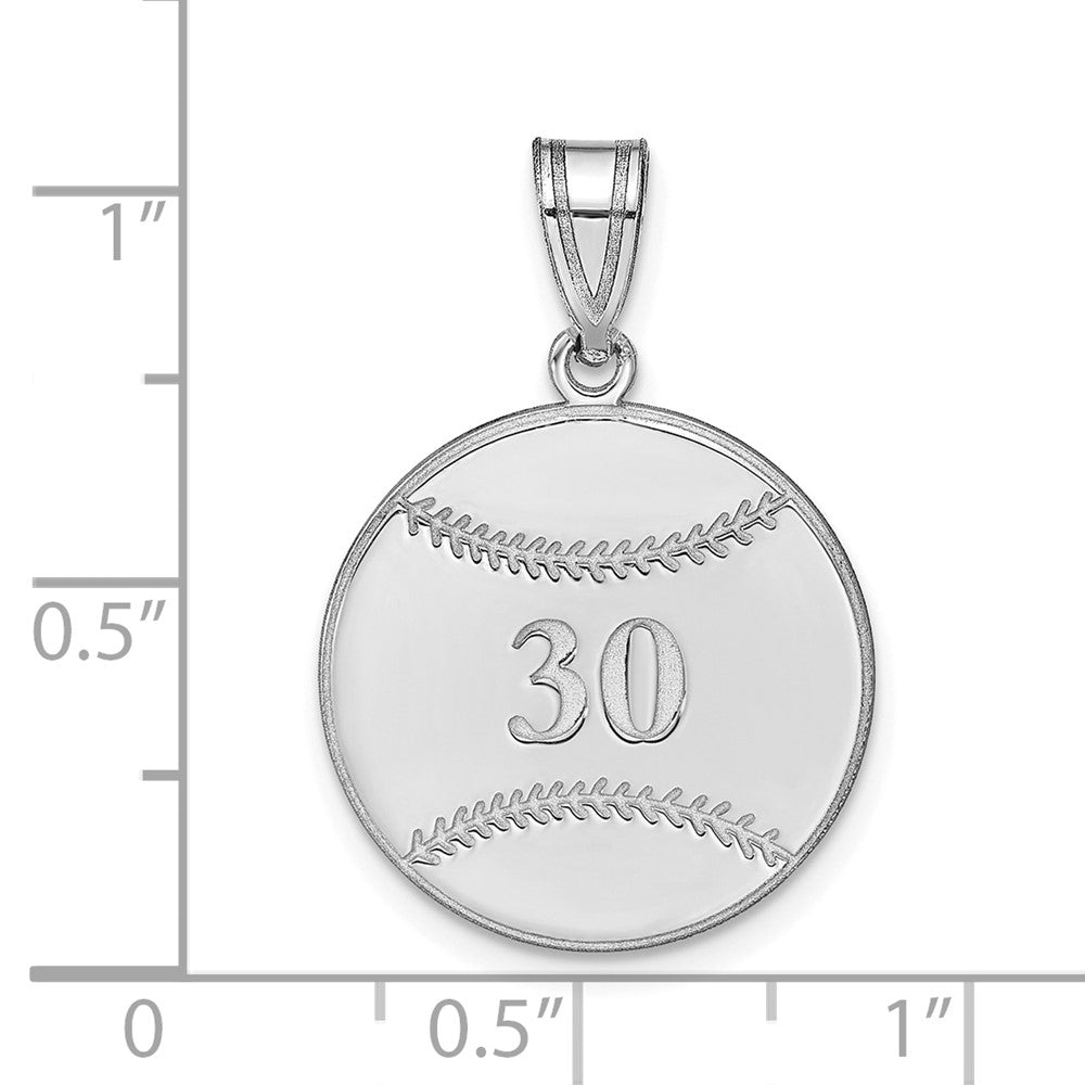 10K White Gold Personalized Baseball Pendant